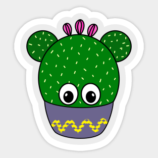 Cute Cactus Design #339: Cute Round Cactus In A Bowl Sticker